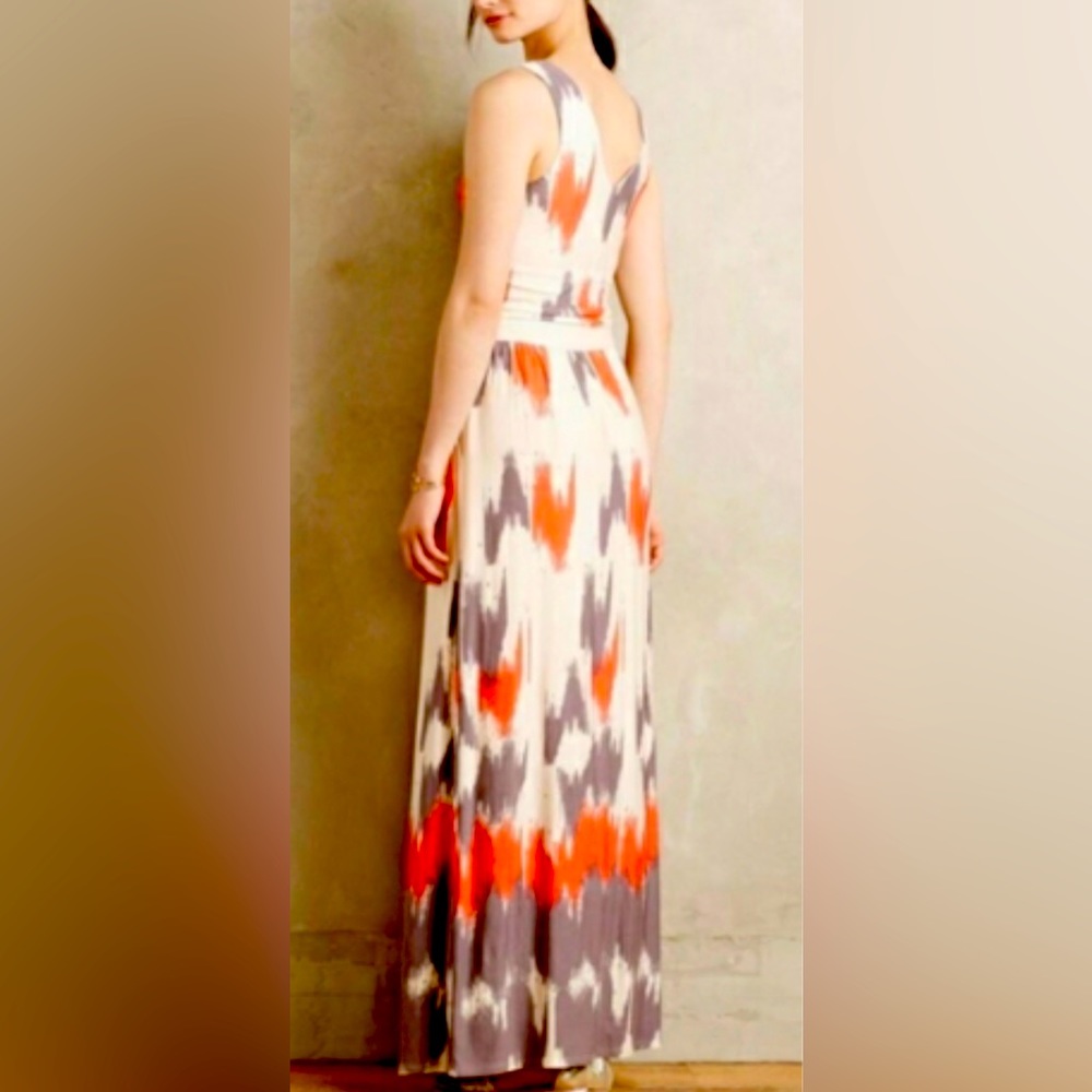 Anthropologie Maeve Maxi Dress SMALL. Spring/Summer. Orange Gray Cream